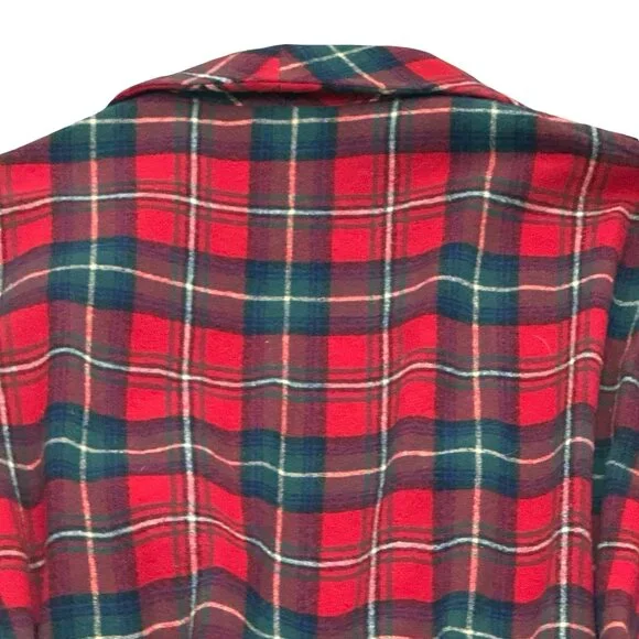 Vintage 1980s Pendleton Red Green Plaid Wool Robe USA - Picture 8 of 9